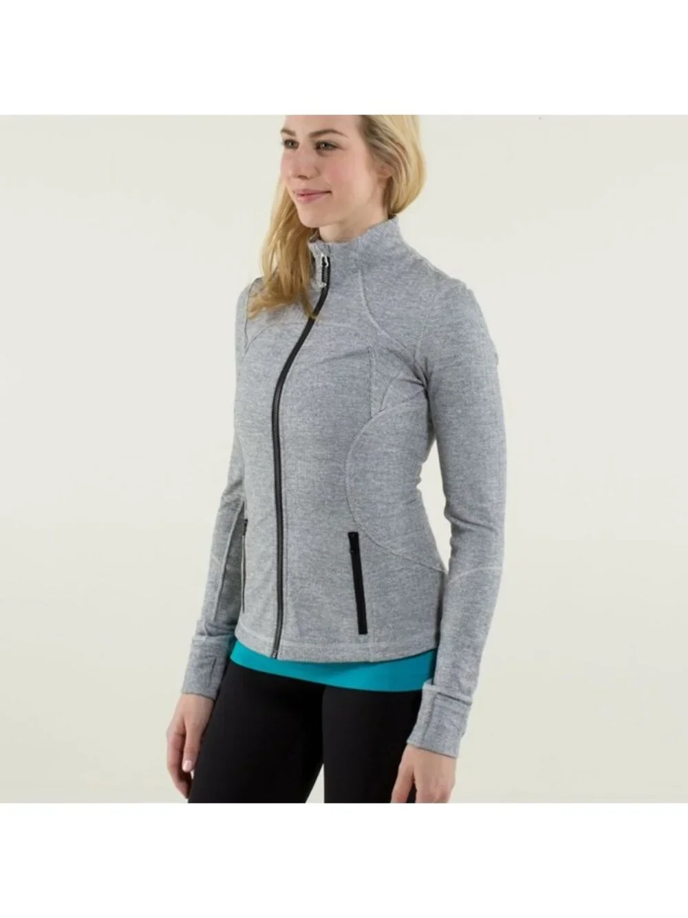 Lululemon Forme Jacket II *Textured Heathered Herringbone Heathered Black White